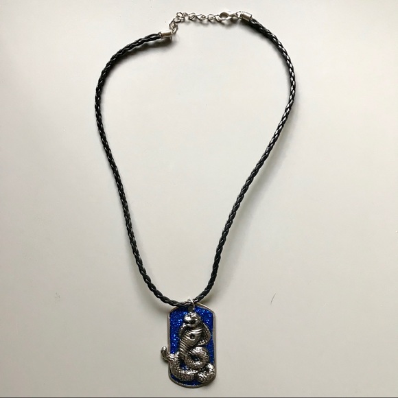 3-D sparkle snake dog tag, braided necklace - Picture 4 of 5